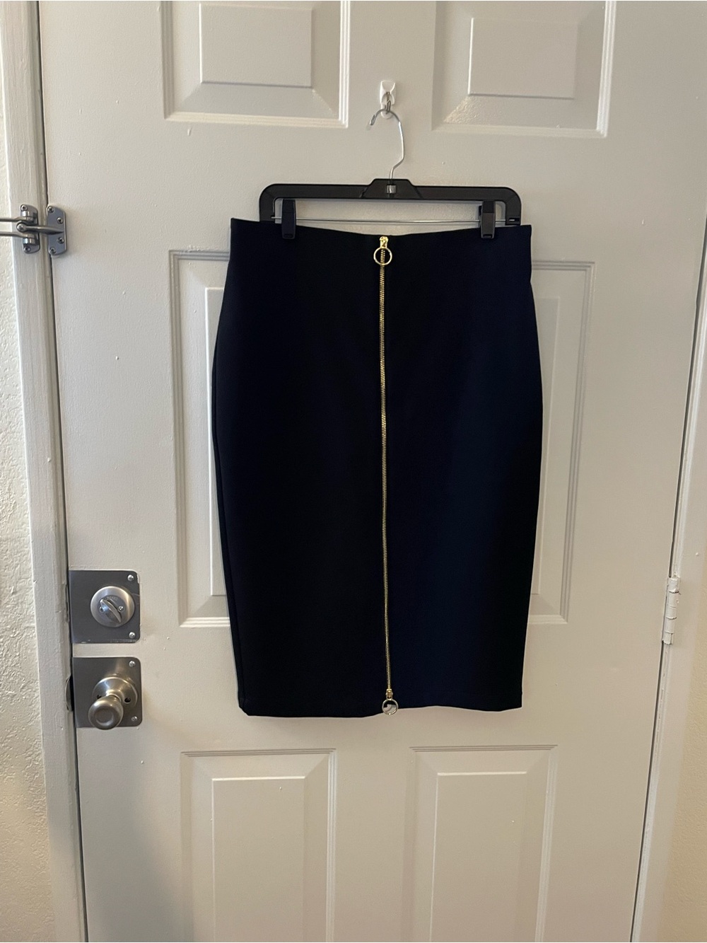 INC Black Pencil Skirt with Gold Zip Detail